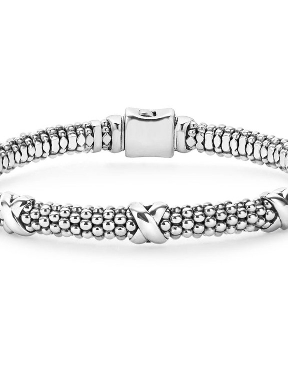 Lagos Sterling Silver Three Station X Caviar Bracelet